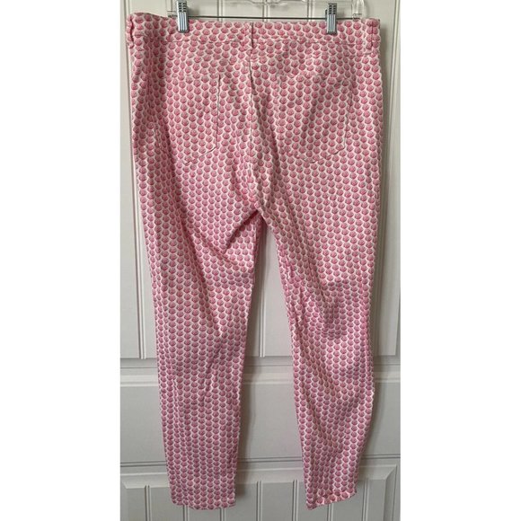 Vineyard Vines White Pink Sea Shell Cotton Pants Womens Zip Up Pockets Size 14 - Picture 2 of 10